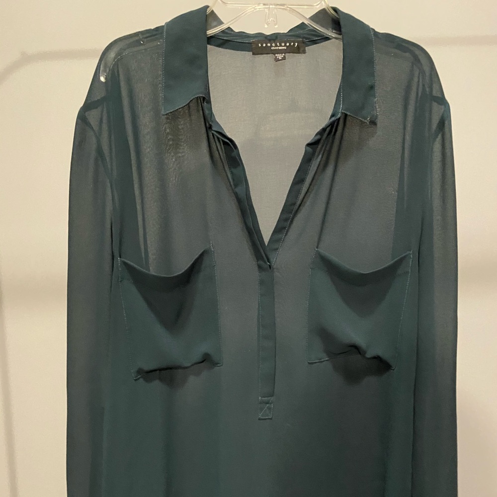 Sanctuary Sheer Blouse in Deep Teal